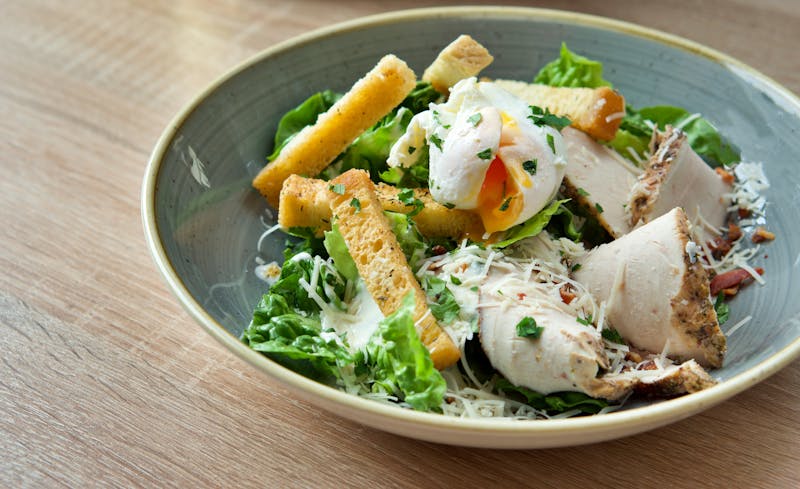 Classic Caesar salad with croutons and parmesan