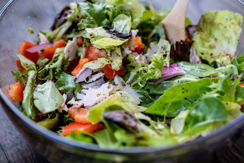 Fresh garden salad with mixed greens and vegetables